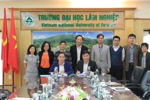 The signing ceremony of a comprehensive Memorandum of Understanding between VNU-Central Institute for Natural Resources and Environmental Studies (VNU-CRES), Vietnam National University and Vietnam National University of Forestry (VNUF), Ministry of Agriculture and Rural Development