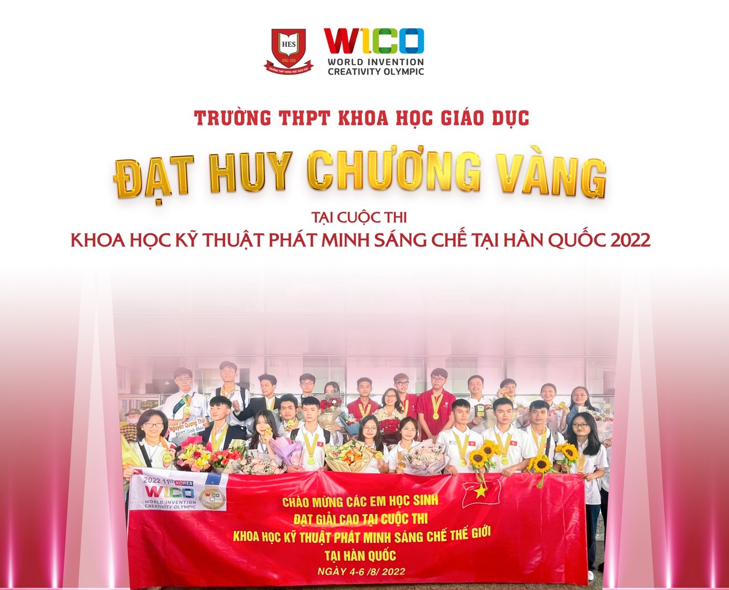 Trường THPT Khoa học Giáo dục đạt huy chương Vàng ở cuộc thi Khoa học Kỹ thuật phát minh sáng chế tại Hàn Quốc 2022 -